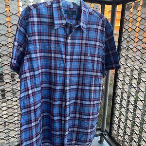 Ralph Lauren Blue Plaid Oxford Shirt (Big & Tall) XXL Americana Short Sleeve